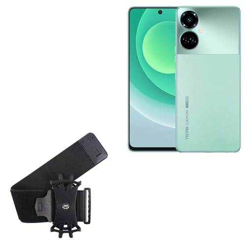 BoxWave Holster Compatible with Tecno Camon 19 Pro - ActiveStretch Sport Armband, Adjustable Armband for Workout and Running - Jet Black