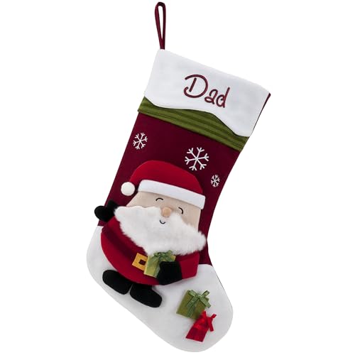 Personalized Planet Santa Claus Snowcap Stocking with Custom Name Embroidery | 3-D Character Design | Fun Festive Christmas Home Décor | Ready to Hang