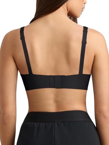 Image of REORIA Womens Lounge Comfortable Adjustable Everyday Bra Full-Coverage Padded Seamless Wireless Bras for Women