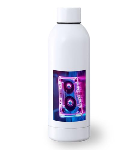 MERCHANDMANIA Bidón 500 ml acero inoxidable cinta casette retro