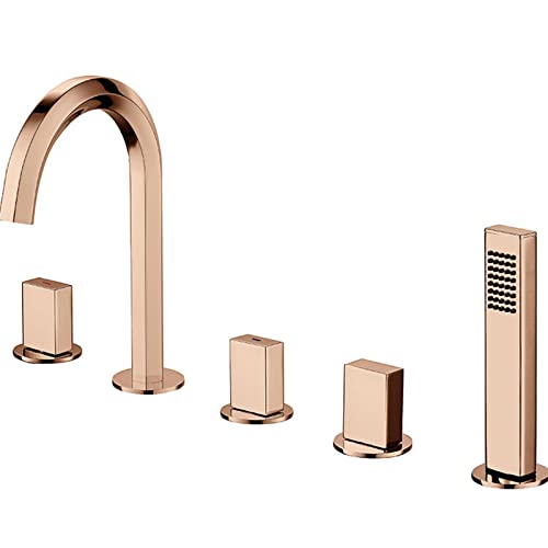 Mitigeur de baignoire à 5 trous avec douchette extractible et pliage chaud froid