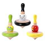 WODI 3PCS Wooden Spinning Tops - Adorable Animal Gyroscope Toys for Toddlers, Safe & Fun Montessori Educational Gift, Fidget Spinner for Kids/Toddlers (#2)