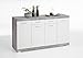 Produktbild deine-tante-emma 4020-404 Bristol 4 XL Beton grau/Edelglanz weiß Kommode Beistellkommode Sideboard 50 cm Tiefe