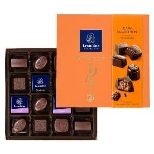 Dark Chocolate Assortment – 235g Gift Box with 16 Belgian Chocolates – Truffles, Pralines, Ganache & Caramels – Premium Dark Chocolate Selection for Gifting or Indulgence