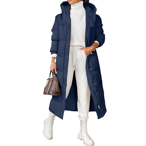 Manteau long matelassé à capuchon d'hiver pour femme veste tampon longue