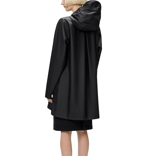RAINS A-Line Jacket – Waterproof Windproof Breathable Women’s Raincoat Flared Hem, Detachable Hood, PU-Coated Fabric2