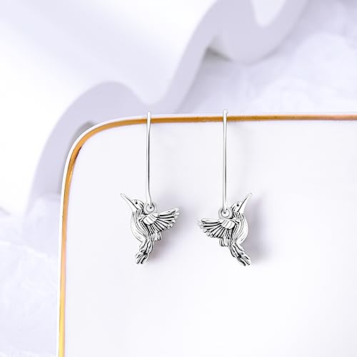 Hapour 925 Sterling Silver Hummingbird Hoop Earrings for Women, Peace Dove Bird Dangle Earrings Hypoallergenic Jewelry Memorial Hummingbirds Gifts for Her4