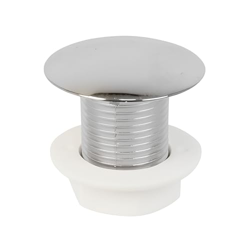 Tapón cromado para cisterna (1) – Tapón de agujero de cisterna de inodoro a presión – Acabado cromado con junta