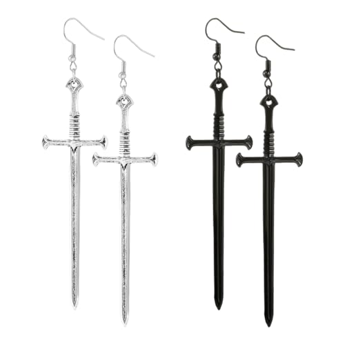 UOPJDD 2 Pares De Aretes En Forma De Espada, Joyas Personalizadas Retro, Aretes De Estilo Creativo, Pendientes De Moda, Joyas Góticas.