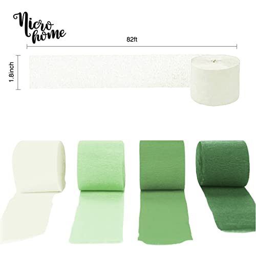 Nicrohome Wedding Party Decorations, 8 Rolls Gradient Green Crepe Paper, Streamers For Wedding, St Patricks Day Decorations, Baby Shower, Green Party, Birthday, 82Ft Long #TOP2