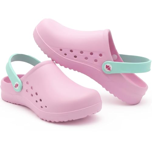 Nurse is Love Zuecos Enfermera - Zuecos Sanitarios Mujer, Zapatos de Trabajo de Mujer | Regalos Enfermera | Enfermera Accesorios & Vet - Pink 36