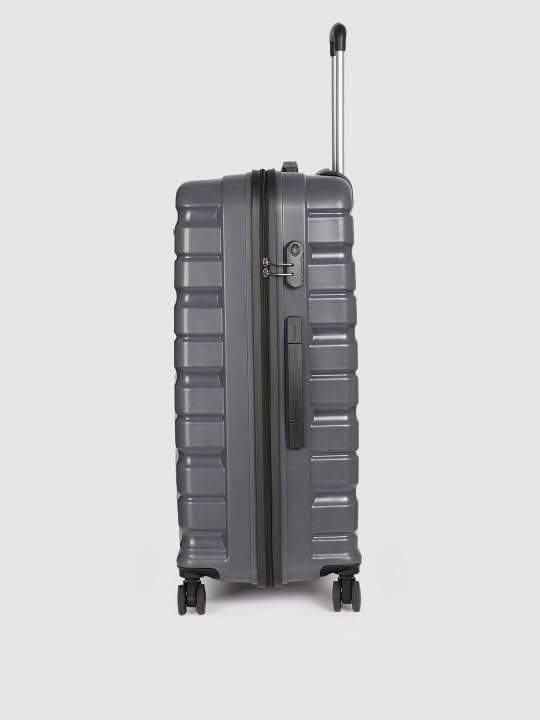 Image of Teakwood Small-Medium-Large 8 Wheels Trolley Bag, Hard Cabin with Zipper Closure, Adjustable Push Button & Cross Side Strap, TSA Lock System 360 Degree (Set of 3, Grey)