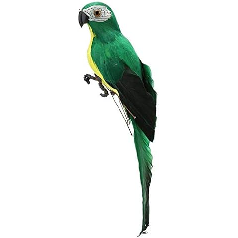 LWINGFLYER Green Artificial Parrot Life Size Artificial Simulation Foam Feather Parrot Macaw Bird for Costume Shoulder Ornament Modern Home Garden Party Decoration (9.8inch/25cm) Cover