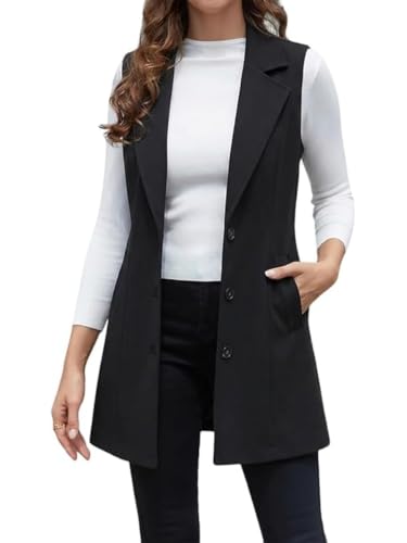 Image of IDEALSANXUN Plaid Vest for Women Fall Winter Sleeveless Blazer Jackets