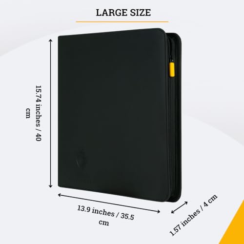 Image of Card Guardian - Toploader 9 Pocket Premium Binder with Zipper for 360 Cards - Side Loaded Pockets - Compatible with Sports and Trading Cards TCG (Black)