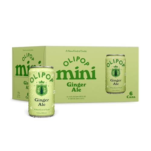 OLIPOP Minis Prebiotic Soda Pop Ginger Ale Pantry Pack Packed with Prebiotics Fiber and Botanicals Gluten Free GMO Free 7.5oz (6-Cans)