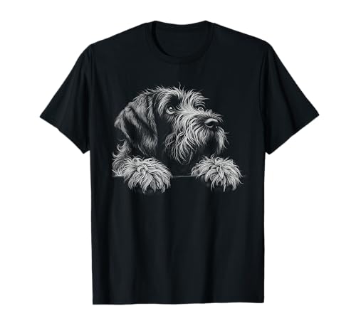 Wirehaired Pointing Griffon Peeking Dog Art Design T-Shirt