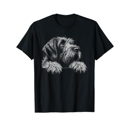 Wirehaired Pointing Griffon Peeking Dog Art Design T-Shirt