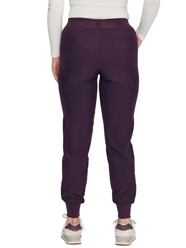 COZYFIT Women’s Scrub Pants, Drawstring Cargo Pants, Dark Purple, M - image 3