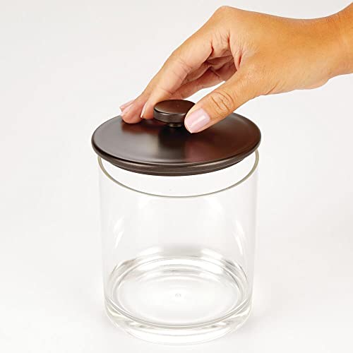 Mdesign Small Modern Apothecary Storage Organizer Canister Jars - Acrylic Containers For Bathroom, Organization Holder For Vanity, Counter, Makeup Table, Lumiere Collection, 2 Pack, Clear/Bronze #TOP5