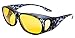 Price comparison product image Opticaid Night Driving Glasses Over Glasses Fit Overs Polarised Anti Glare Wrap Around Mens Womens Amber Category 1 Remaldi