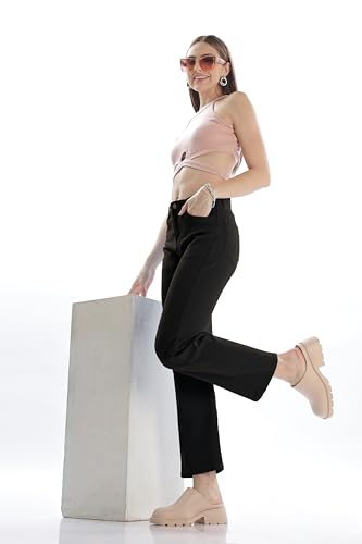 Image of RAGZO Relaxed Fit Jeans for Women || Women High Waist Jeans Pants || Flare Denim Jeans || Loose Fit Jeans for Women