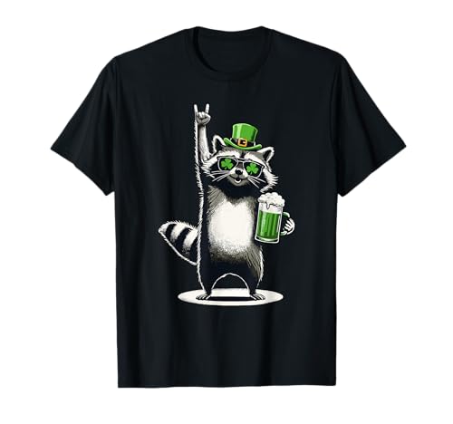 Waschbär St. Pattys Kleeblatt Bier Lustig St. Patricks Day T-Shirt