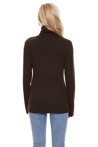 Image of TAIPOVE Cotton Fleece Lined Turtleneck Top for Women Long Sleeve Mock Turtle Neck Lightweight Sweater Thermal Underwear Shirt