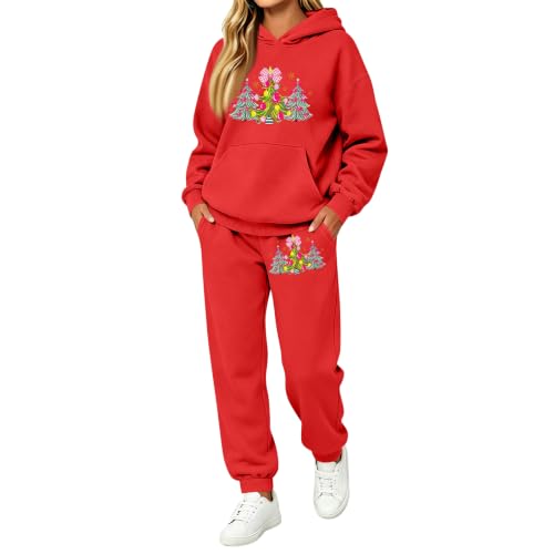 Sweatsuits Women 2 Piece Outfit Christmas Print Fleece Oversized Hoodie Set - image 3