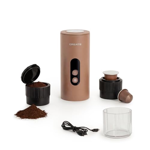 CREATE / THERA MOVE/Cafetera express portátil para cápsulas y café molido moca/Preparación en frío y en caliente, 15 bar, capacidad de 80ml, 150W