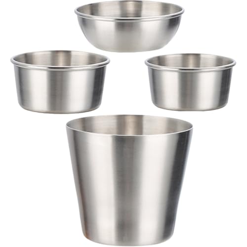 TOBBOMEY Cuencos de Acero Inoxidable Salsas y Aperitivos Práctico para Cocina Barbacoa Picnic y Restaurante Resistente y Fácil de Limpiar Incluye Tazón para Patatas Tres de Cuencos para