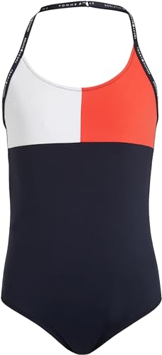 Tommy Hilfiger Mädchen Badeanzug One Piece Neckholder, Blau...