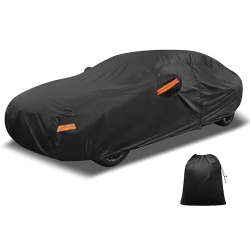X AUTOHAUX Car Cover Outdoor Waterproof Sun Rain Snow Hail Protection with Left Side Door Zipper 210D-PU for Kia Rio Sedan
