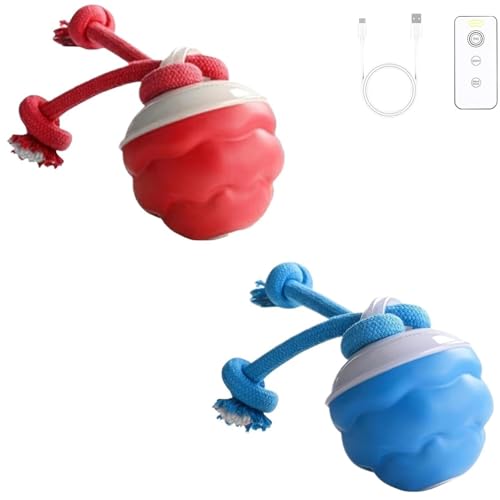 Yobensun Rolling Dog Toy with Remote Control, Interactive Dog Toys Ball, Squeaky Electric Balls Toys Auto Rolling Smart Jumping