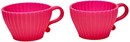 Conjunto com 2 Formas de Xícaras com Pires em Silicone Prana Pink