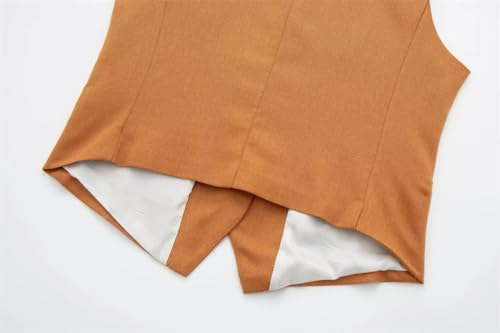 Women 2 Pieces Sets Plain Linen Tops Vest And Shorts Casual Business Waistcoat And Shorts4