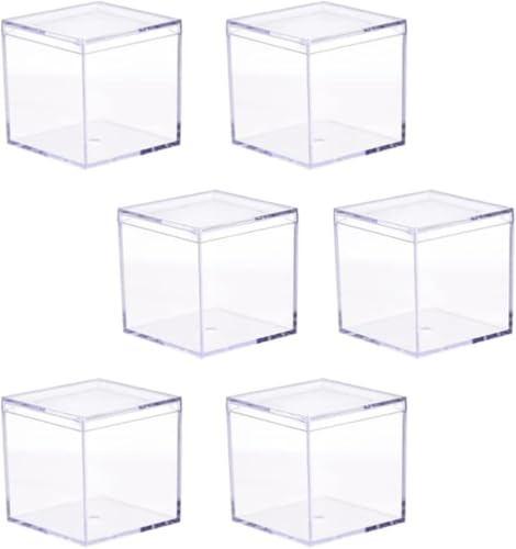TAYOA 蓋付きミニアクリルボックス：6ピース6cmの小さな澄んだプラスチック正方形のボックス小さな正方形ケースビーズジュエリーキャンディーチョコレートのための容器 (透明な色x6,6*6*6cm)