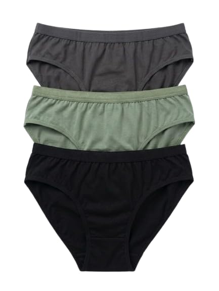 Women's Cotton Bikini Briefs, Pack of 3, Black, Grey, and Green, Comfortable Everyday Underwear-picture-50