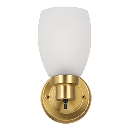 Design House 588814-SG Lydia Transitional 1-Light Indoor Wall Light Dimmable With A White Frosted Glass Shade And Twist On/Off Switch For Hallway Foyer Bathroom, Satin Gold thumb #9