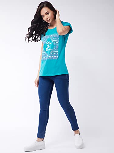 Image of Modeve Women Printed Cotton Blend Half Sleeve Round Neck T-Shirt for Summer