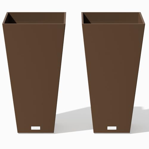 Image of Veradek V-Resin Indoor /Outdoor Taper Planter, 2-Pack (26 inch, Espresso)