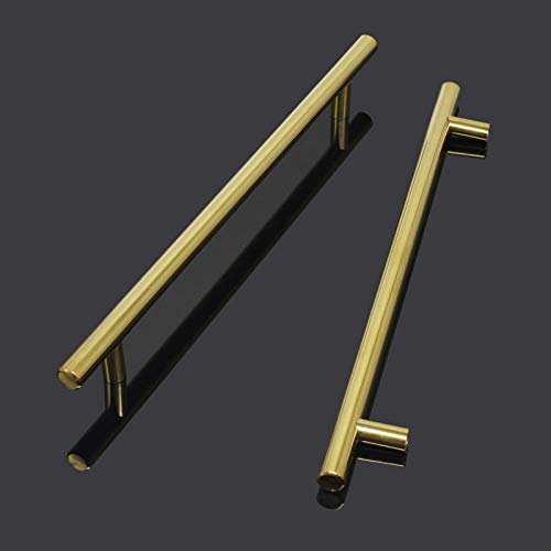 Probrico (10 Pack 10" Hole Centers Kitchen Cabinet Pulls, Modern Euro Bar Stainless Steel Bathroom Cabinet Handles Hardware Gold Dresser Handles Office Desk Drawer Pulls #TOP26