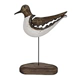 Wooden Sea Bird Statue Seagull On Stand Decor Nautical Coastal Birds Sculpture Indoor Outdoor Animal Figurine Beach Themed Decoration Rustic Home Art for Bedroom Garden (B)