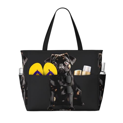 Sac à bandoulière carlin noir imperméable pour le quotidien