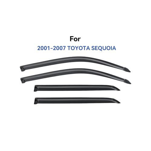 Image of Window Visors Rain Guards Shield for 2001-2007 Toyota Sequoia, Out-Channel Window Vent Wind Deflectors Visors Shades for 01-07 Sequoia