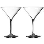 AIOS Pair of Martini Cocktail Glasses Made from Unbreakable Polycarbonate Plastic. Ideal for Celebrations and Something a Little Different in a Crystal Clear Finish.