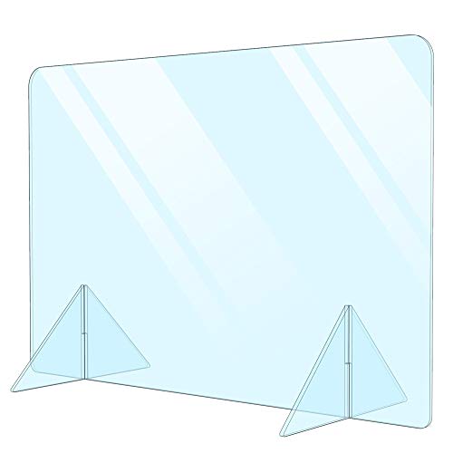 Sneeze Guard for Desk and Table. Plexiglass Shield for Counter Barrier from Sneezing. Employee Protection. Multiple Sizes Available (24W x 16