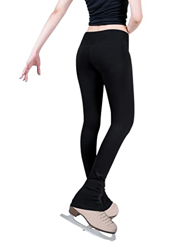 Girls Ice Skating Pants Black High Waist Leggings Soft Seamless Warm Bell Bottoms for Kids Teens Competition2