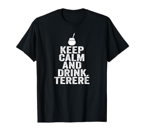 DGAvisuals Keep Calm and Drink Terere Paraguay Guarani Camiseta Hombre Manga Corta Slido Negro T-Shirt Camiseta Unisex Nios S