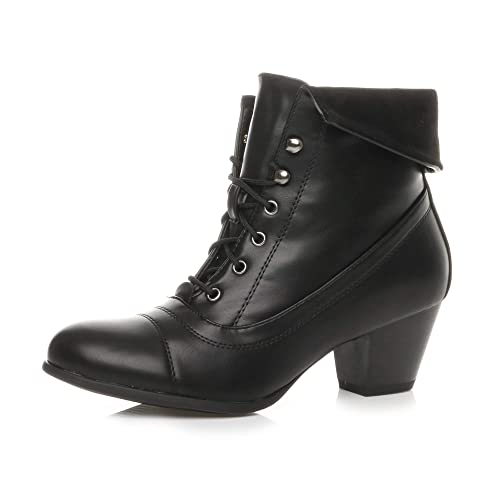 Femmes Talon Moyen Lacer Classique col de Fourrure Hiver Bottines Pointure 7 40 Cover